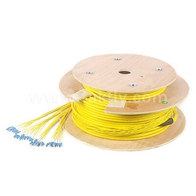 Patchcord 48Cores LC-LC ไฟเบอร์ออปติก Breakout Drop Cable สําหรับศูนย์ข้อมูลโทรคมนาคม