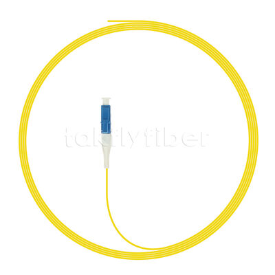 LC Simplex Single Mode สายไฟเบอร์ออปติก Pigtail 1m 2m 3m ความยาว 0.9mm สะพัดแน่น