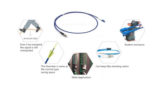สายแพทช์ไฟเบอร์หุ้มเกราะ | ท่อสแตนเลสและเคฟล่าเสริมแรง | Bend-Insensitive สำหรับ FTTH, ศูนย์ข้อมูล และเครือข่ายอุตสาหกรรม