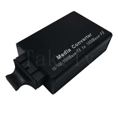 มินิ 100M Fast Ethernet Media Converter 10/100Base-TX เป็น 100Base-FX กล่องอลูมิเนียม ขยายความยาวถึง 100 กม.