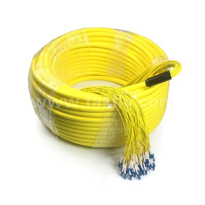 สายพับไฟเบอร์ออปติก 96Cores LC-LC ปิดก่อน Breakout Patchcord สําหรับศูนย์ข้อมูลโทรคมนาคม