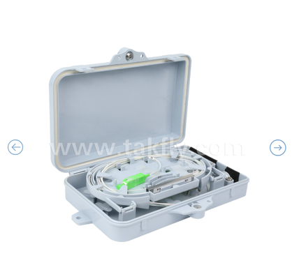 กล่องเชื่อมต่อไฟเบอร์ออปติก FTKS-1805-04A, อะแดปเตอร์ 4 SC/APC SM SX, ติดตั้ง Pigtail, FTTH FTTx Splicing Distribution Splitting Storage Cable Management Enclosure Wall Mount