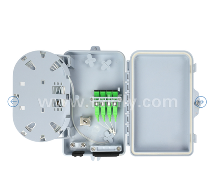 กล่องเชื่อมต่อไฟเบอร์ออปติก FTKS-1805-04A, อะแดปเตอร์ 4 SC/APC SM SX, ติดตั้ง Pigtail, FTTH FTTx Splicing Distribution Splitting Storage Cable Management Enclosure Wall Mount