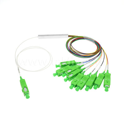 ตัวแยก PLC 1 × 9 ช่องพร้อมไฟเบอร์ 0.9 มม. สำหรับเครือข่ายการกระจายแสง FTTH / FTTX