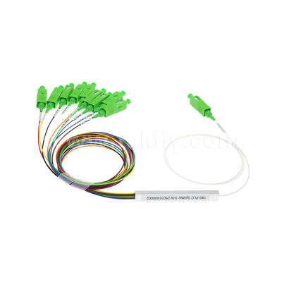 ตัวแยก PLC 1 × 9 ช่องพร้อมไฟเบอร์ 0.9 มม. สำหรับเครือข่ายการกระจายแสง FTTH / FTTX