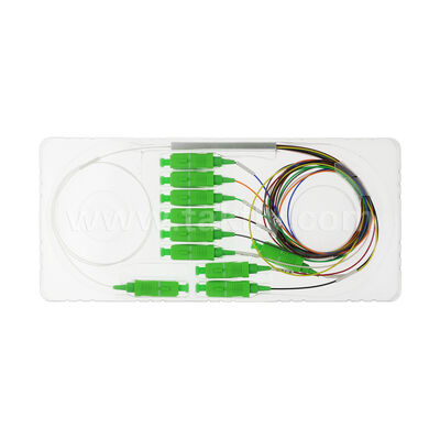 ตัวแยก PLC 1 × 9 ช่องพร้อมไฟเบอร์ 0.9 มม. สำหรับเครือข่ายการกระจายแสง FTTH / FTTX