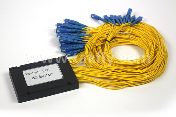 ABS Box PLC Splitter 1×2 ถึง 1×64 ความเสียต่ํา อุณหภูมิที่กว้าง สามารถปรับแต่งได้