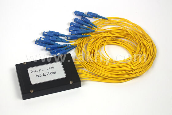 ABS Box PLC Splitter 1×2 ถึง 1×64 ความเสียต่ํา อุณหภูมิที่กว้าง สามารถปรับแต่งได้