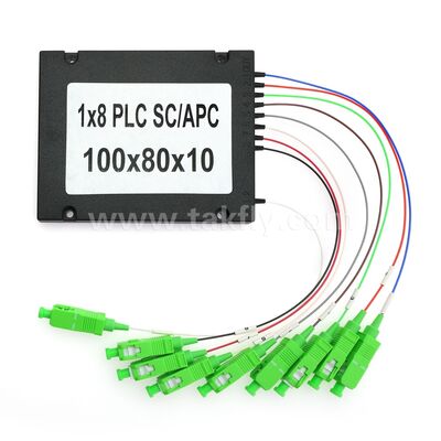 PLC Fiber Splitter ₹ 900μm ABS Box, SM G657A1, SC/APC สําหรับการเชื่อมต่อและกระจายสัญญาณออปติกในเครือข่าย PON
