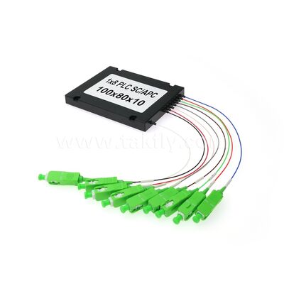 PLC Fiber Splitter ₹ 900μm ABS Box, SM G657A1, SC/APC สําหรับการเชื่อมต่อและกระจายสัญญาณออปติกในเครือข่าย PON