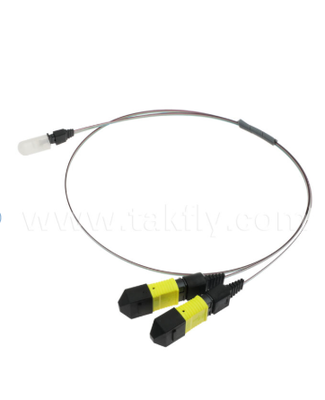 MTP-16CH-FA Fiber Array Assembly ผูกพัน MTP กับ 16-Channel V-Groove Fiber Array, ความสูญเสียการใส่ที่ต่ํา, สําหรับเครื่องรับสัญญาณออปติกส์ความเร็วสูง & CPO / แอพพลิเคชั่นศูนย์ข้อมูล