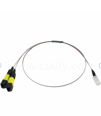 MTP-16CH-FA Fiber Array Assembly ผูกพัน MTP กับ 16-Channel V-Groove Fiber Array, ความสูญเสียการใส่ที่ต่ํา, สําหรับเครื่องรับสัญญาณออปติกส์ความเร็วสูง & CPO / แอพพลิเคชั่นศูนย์ข้อมูล