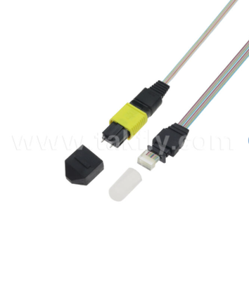 MTP-16CH-FA Fiber Array Assembly ผูกพัน MTP กับ 16-Channel V-Groove Fiber Array, ความสูญเสียการใส่ที่ต่ํา, สําหรับเครื่องรับสัญญาณออปติกส์ความเร็วสูง & CPO / แอพพลิเคชั่นศูนย์ข้อมูล