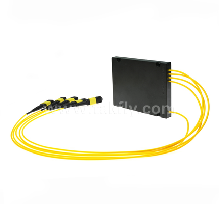 1×4 MPO/MTP SM PLC Splitter ✓ โมเดอร์เดียว, การตั้งค่า 1×4, MPO Input to MPO Output, ความสูญเสียการใส่ต่ํา (≤7.2dB), สําหรับการเชื่อมเคเบิลศูนย์ข้อมูลความหนาแน่นสูง, ระบบที่สิ้นสุดก่อน & การกระจาย FTTx