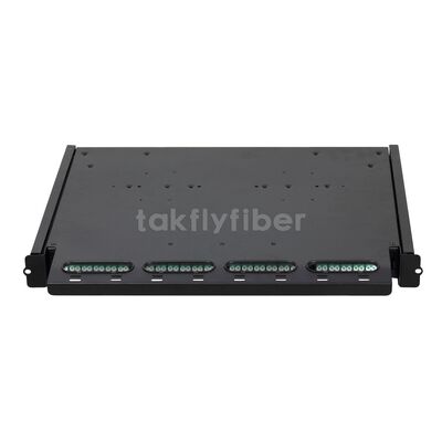 Takfly แผนที่ติดตั้ง Rackmount ความหนาแน่นสูง พร้อม Plug-and-Play 12 สายไฟเบอร์ MTP / MPO การจัดการแคสเท็ตสําหรับศูนย์ข้อมูล