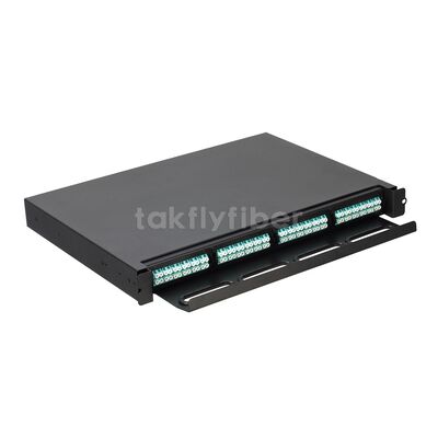 Takfly แผนที่ติดตั้ง Rackmount ความหนาแน่นสูง พร้อม Plug-and-Play 12 สายไฟเบอร์ MTP / MPO การจัดการแคสเท็ตสําหรับศูนย์ข้อมูล
