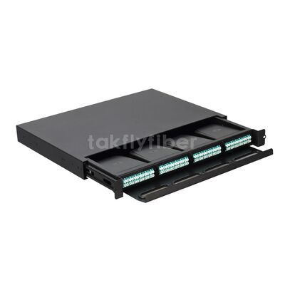 Takfly แผนที่ติดตั้ง Rackmount ความหนาแน่นสูง พร้อม Plug-and-Play 12 สายไฟเบอร์ MTP / MPO การจัดการแคสเท็ตสําหรับศูนย์ข้อมูล