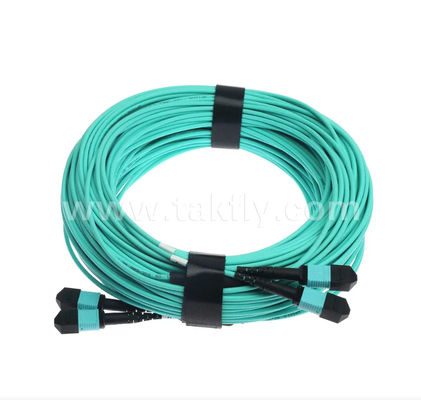สายแพทช์ Trunk ขนาดเล็ก MPO/PC 24-Core – มัลติโหมด OM3, อินพุต 2×MPO ถึง 2×เอาต์พุต MPO, การสูญเสียการแทรกต่ำ, สำหรับศูนย์ข้อมูลความหนาแน่นสูงและแอปพลิเคชัน SR4 40G/100G