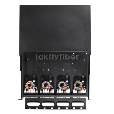 Takfly 1U/2U Sliding Patch Panel หน่วยพับและเล่นความหนาแน่นสูง MTP / MPO ไปยัง Cassette LC สําหรับเส้นใยสูงสุด 192