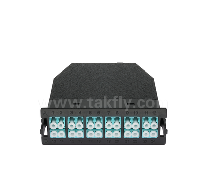 MPO/MTP to LC Pre-terminated Cassette Module ∙ 12 Core หรือ 24 Core, LC Duplex Front Panel, Dual MPO Rear Adapters, Plug-and-Play สําหรับสายไฟกลางข้อมูลความหนาแน่นสูง