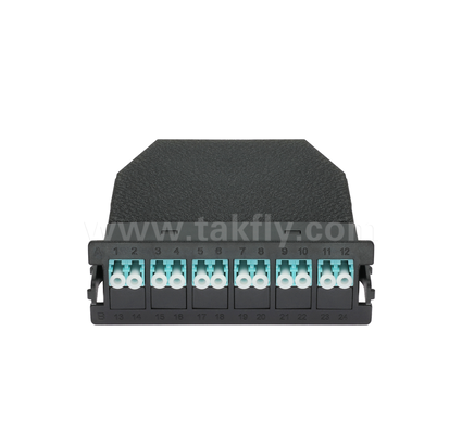 MPO/MTP to LC Pre-terminated Cassette Module ∙ 12 Core หรือ 24 Core, LC Duplex Front Panel, Dual MPO Rear Adapters, Plug-and-Play สําหรับสายไฟกลางข้อมูลความหนาแน่นสูง