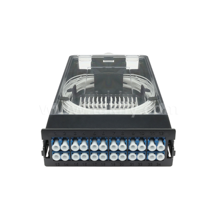 โมดูลแคสเท็ตที่ปิดก่อน TK-HRM-04, 12C/24C, รูปแบบสองแบบ: LC Pigtail Fusion หรือ MPO-LC การจัดการแคสเท็ต, Plug-and-Play สําหรับสายเชื่อมศูนย์ข้อมูล