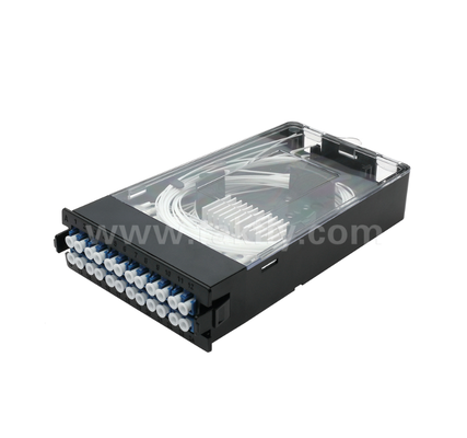 โมดูลแคสเท็ตที่ปิดก่อน TK-HRM-04, 12C/24C, รูปแบบสองแบบ: LC Pigtail Fusion หรือ MPO-LC การจัดการแคสเท็ต, Plug-and-Play สําหรับสายเชื่อมศูนย์ข้อมูล