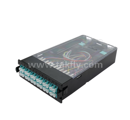 โมดูลแคสเท็ตที่ปิดก่อน TK-HRM-04, 12C/24C, รูปแบบสองแบบ: LC Pigtail Fusion หรือ MPO-LC การจัดการแคสเท็ต, Plug-and-Play สําหรับสายเชื่อมศูนย์ข้อมูล