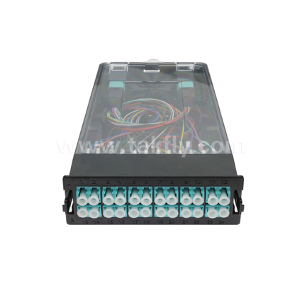 โมดูลแคสเท็ตที่ปิดก่อน TK-HRM-04, 12C/24C, รูปแบบสองแบบ: LC Pigtail Fusion หรือ MPO-LC การจัดการแคสเท็ต, Plug-and-Play สําหรับสายเชื่อมศูนย์ข้อมูล