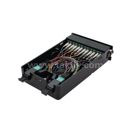 โมดูลแคสเท็ตที่ปิดก่อน TK-HRM-04, 12C/24C, รูปแบบสองแบบ: LC Pigtail Fusion หรือ MPO-LC การจัดการแคสเท็ต, Plug-and-Play สําหรับสายเชื่อมศูนย์ข้อมูล