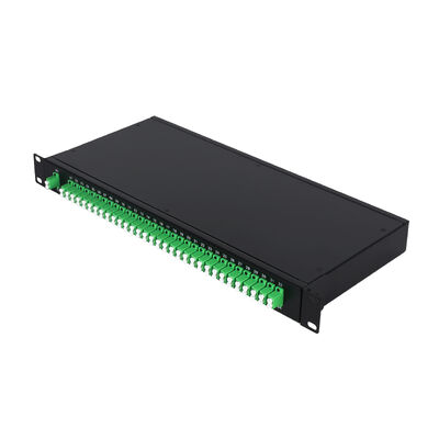 OEM 1U 19Inch 2x64 Rack Mount LC Fiber Optic PLC Splitter สําหรับศูนย์ข้อมูล FTTx
