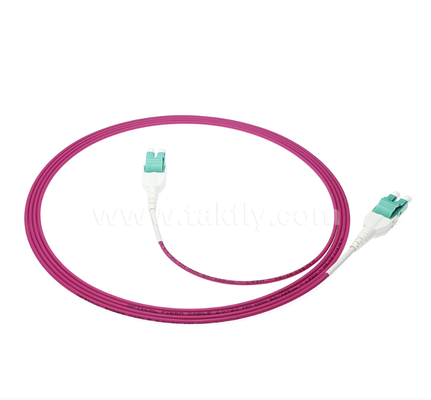 สายแพทช์ไฟเบอร์ออปติก LC Uniboot – หนึ่งหลอดสองแกน, ขั้วคงที่, โครงสร้างกะทัดรัด, ลดระดับเสียงสายเคเบิลลงครึ่งหนึ่งสำหรับการเดินสายความหนาแน่นสูง