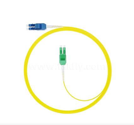 สายแพทช์ไฟเบอร์ออปติก LC Uniboot – หนึ่งหลอดสองแกน, ขั้วเปลี่ยนได้, สีเหลือง, ระดับเสียงสายเคเบิลครึ่งหนึ่ง