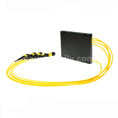 MPO/MTP Fanout Cable PLC Splitter 1x4 สายใยไฟเบอร์ออปติกแบบเดียวสําหรับศูนย์ข้อมูล FTTX