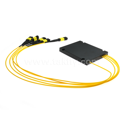 MPO/MTP Fanout Cable PLC Splitter 1x4 สายใยไฟเบอร์ออปติกแบบเดียวสําหรับศูนย์ข้อมูล FTTX