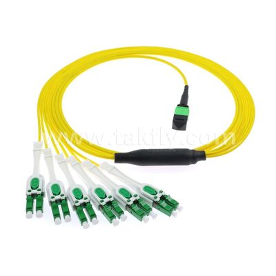 MPO/MTP Patchcord Fanout Uniboot LC SingleMode Breakout สายไฟเบอร์ออปติกสําหรับศูนย์ข้อมูล