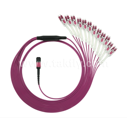 MPO/MTP-LC Uniboot Breakout Patch Cord ✓ LC สองตัวใน Boot หนึ่ง, Polarity Reversible, การออมพื้นที่ 50% สําหรับเครือข่าย 100G/400G