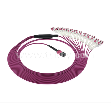 MPO/MTP-LC Uniboot Breakout Patch Cord ✓ LC สองตัวใน Boot หนึ่ง, Polarity Reversible, การออมพื้นที่ 50% สําหรับเครือข่าย 100G/400G