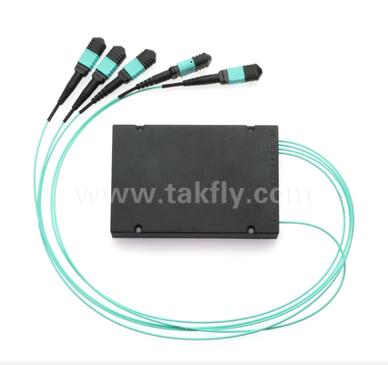 1×4 MPO/MTP OM3 PLC Splitter ผ่าตัดไฟเบอร์หลายเส้นความหนาแน่นสูงสําหรับศูนย์ข้อมูล