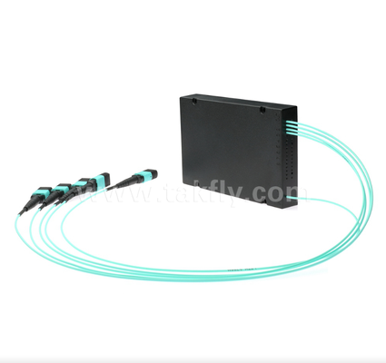 1×4 MPO/MTP OM3 PLC Splitter ผ่าตัดไฟเบอร์หลายเส้นความหนาแน่นสูงสําหรับศูนย์ข้อมูล