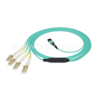สายแพทช์คอร์ดใยแก้วนำแสง MPO/MTP-LC แบบแยกสำหรับศูนย์ข้อมูล การเดินสาย AI FTTx
