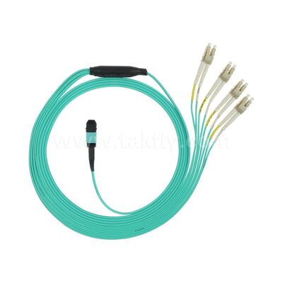 สายแพทช์คอร์ดใยแก้วนำแสง MPO/MTP-LC แบบแยกสำหรับศูนย์ข้อมูล การเดินสาย AI FTTx