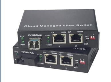 สวิตช์ไฟเบอร์ที่มีการจัดการบนคลาวด์ Gigabit 2 พอร์ต 10/100 / 1000Base-Tx และ 1 พอร์ต 1000Base-Fx