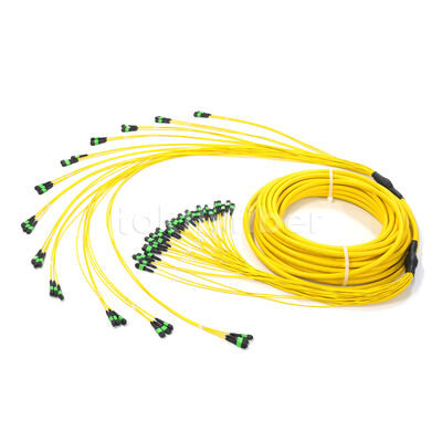 Amphenol ปรับแต่ง 288 สายใย 0.35dB เสียการใส่สูงสุด Single Mode OS2 MPO Trunk Cable สําหรับ Data Center