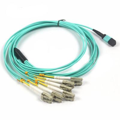 MPO MTP Optic Fiber Fanout LC OM3 12 Core Mtp Fanout Cable 10 เมตร