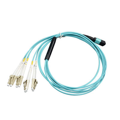 10ft 8 Cores MPO MTP ไปยัง Unitboot LC MM 40GbE Mpo Fiber Jumper Cables