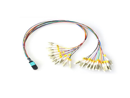 24 Core OM3 Multimode MPO Patch Cord กับ LSZH Sheath สําหรับศูนย์ข้อมูลความหนาแน่นสูง