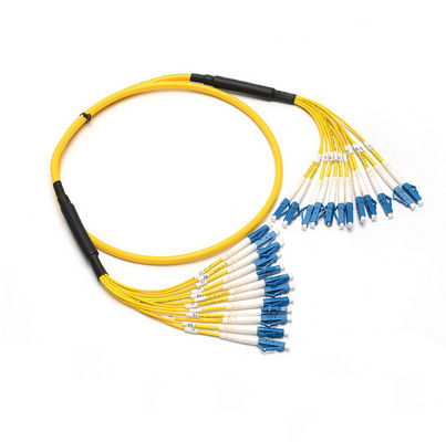 LC-LC / SC-SC SM MM สายไฟเบอร์ออปติก Patchcord 12 Cores Breakout Fiber Cable