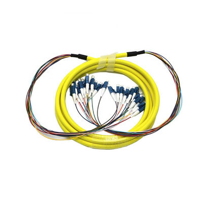 LC-LC / SC-SC SM MM สายไฟเบอร์ออปติก Patchcord 12 Cores Breakout Fiber Cable