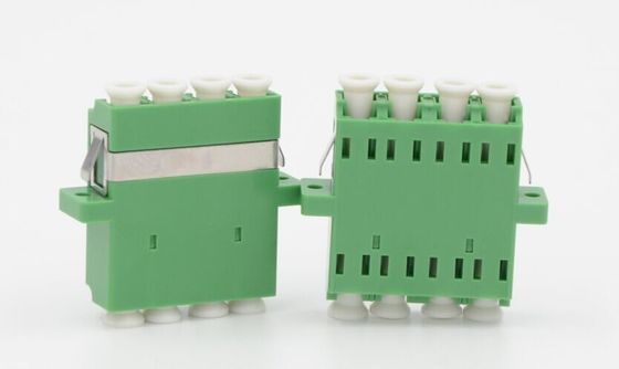 LC APC Quad Fiber Optic Adapter SM สีเขียวไม่มีปีกสำหรับเครือข่ายโทรคมนาคม